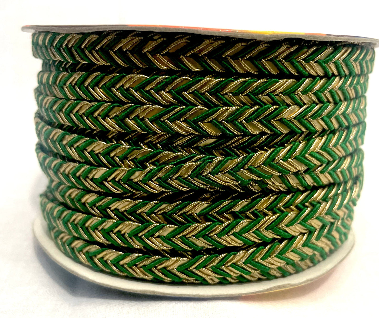 Golden Braid Border, Green And Golden,  Laces for Dress, Home Décor, Shoe, Bags, Hats, DIY, Handmade, 0.2 inch Broad