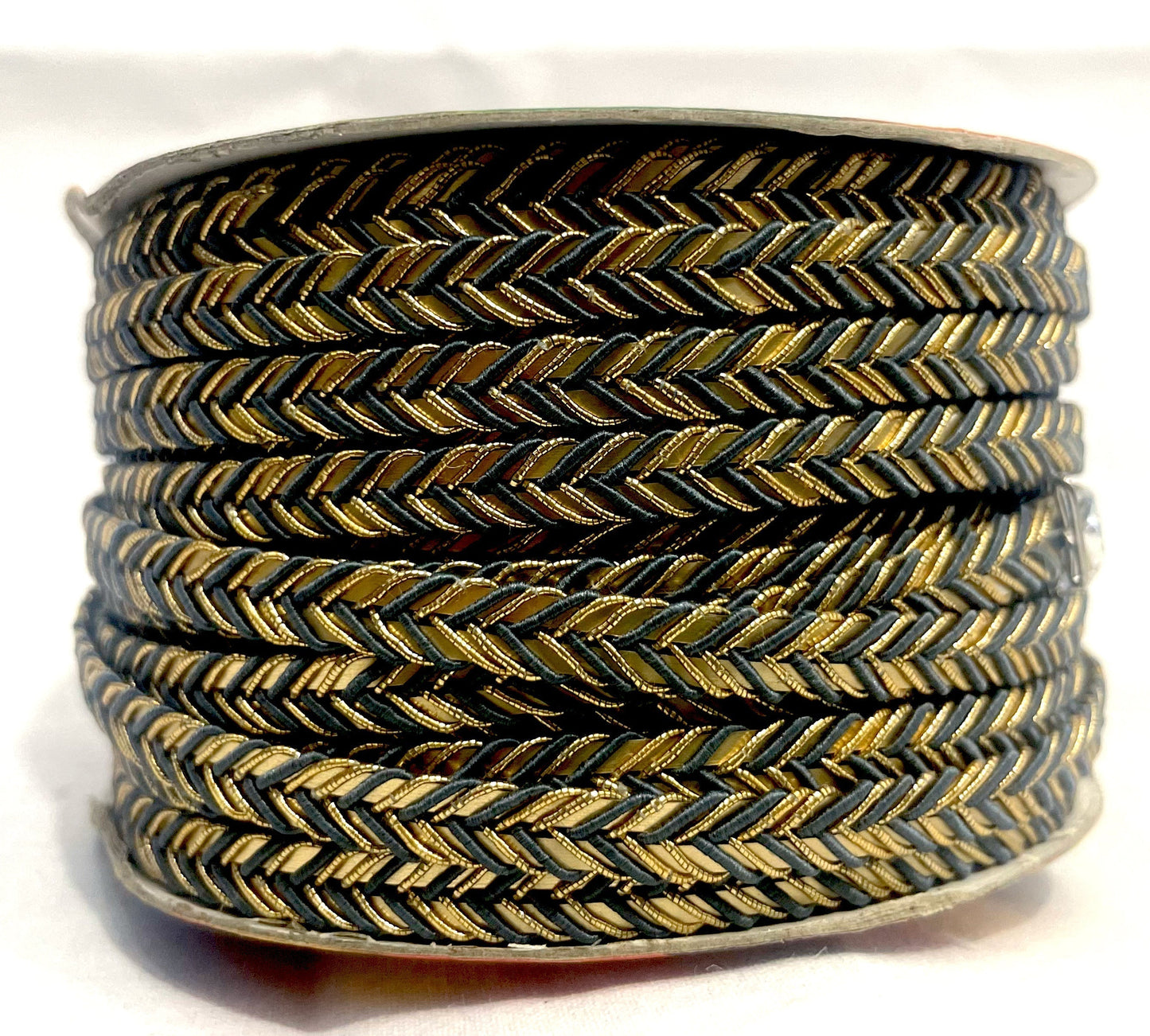 Golden Braid Border, Olive Green And Golden,  Laces for Dress, Home Décor, Shoe, Bags, Hats, DIY, Handmade, 0.2 inch Broad