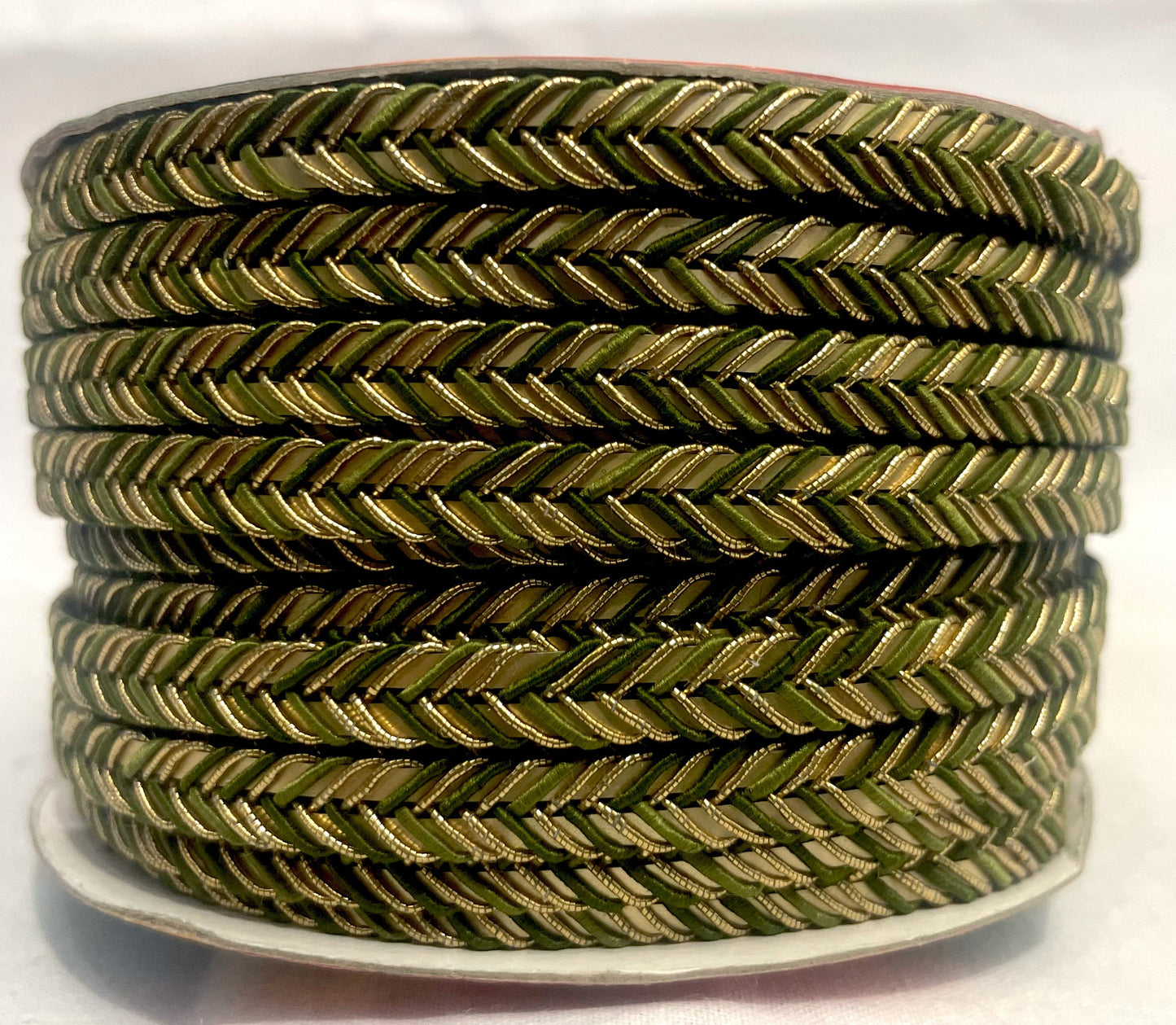 Golden Braid Border, Green And Golden,  Laces for Dress, Home Décor, Shoe, Bags, Hats, DIY, Handmade, 0.2 inch Broad