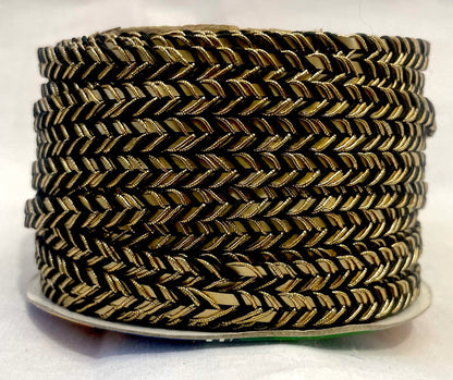 Golden Braid Border, Brown And Golden,  Laces for Dress, Home Décor, Shoe, Bags, Hats, DIY, Handmade, 0.2 inch Broad