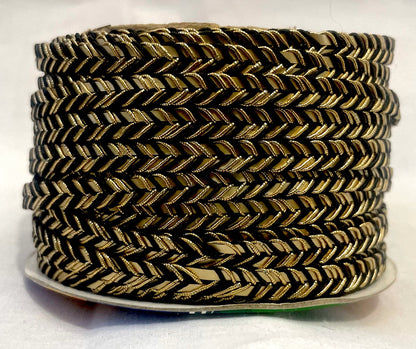 Golden Braid Border, Green And Golden,  Laces for Dress, Home Décor, Shoe, Bags, Hats, DIY, Handmade, 0.2 inch Broad