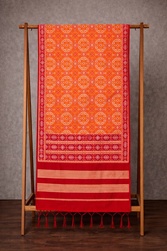 Banarasi Dupatta – Orange & Red Traditional Elegance- DPBSD1012601