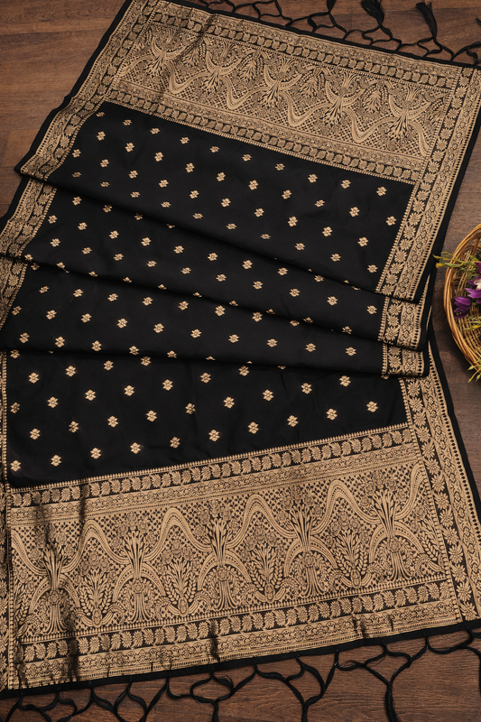 Banarasi Dupatta – Black Butti Floral Design- DPBSD2012601