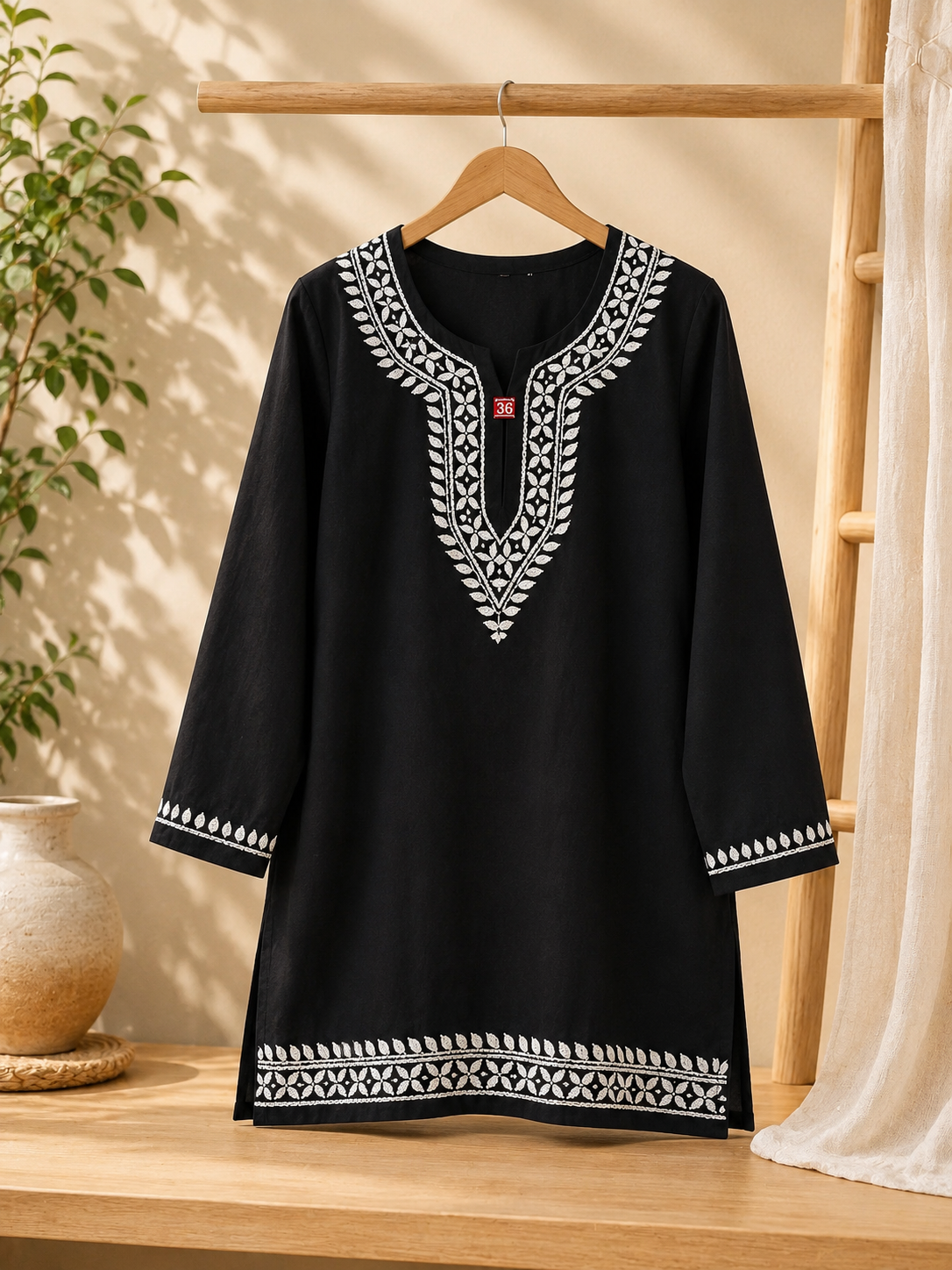 Women's Rayon Embroidered Kurti | Short Lucknowi Style Kurta | 30 Inch Tunic Top | Casual Ethnic Indian Top | Summer Kurti