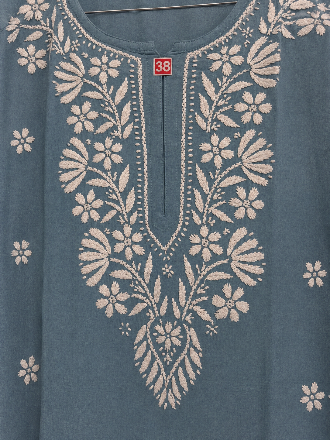 Hand Embroidered Rayon Kurta Pant Set for Women | White Chikankari Style Kurti with Palazzo | Indian Ethnic Co-ord Set | 44" Kurta MS