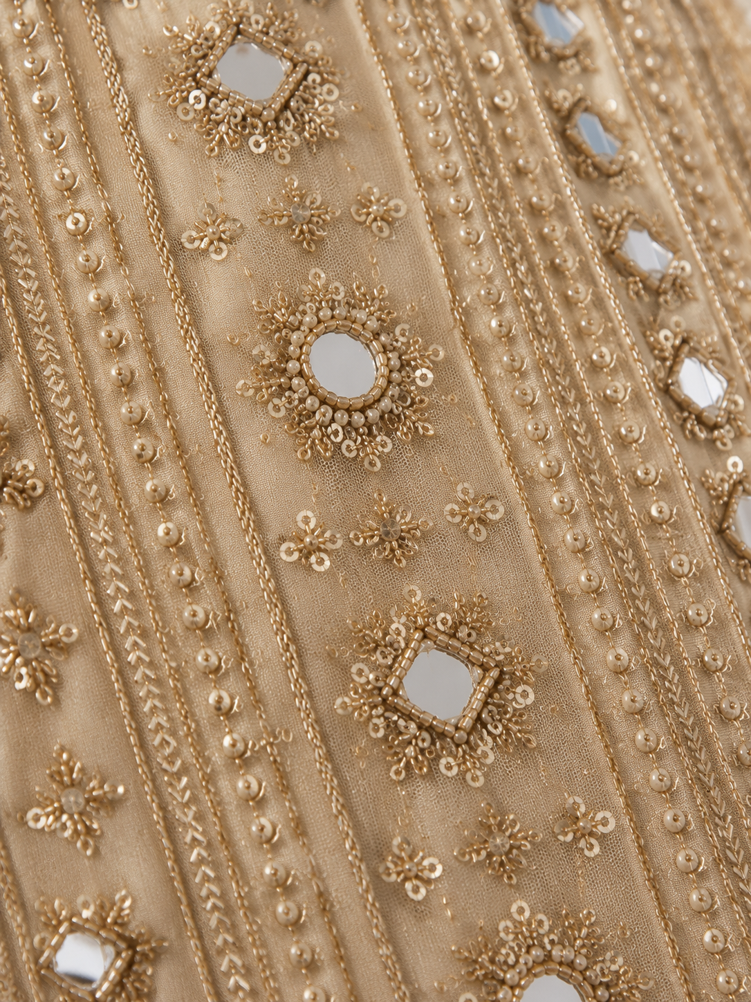 Luxury Champagne Gold Embroidered Evening Gown