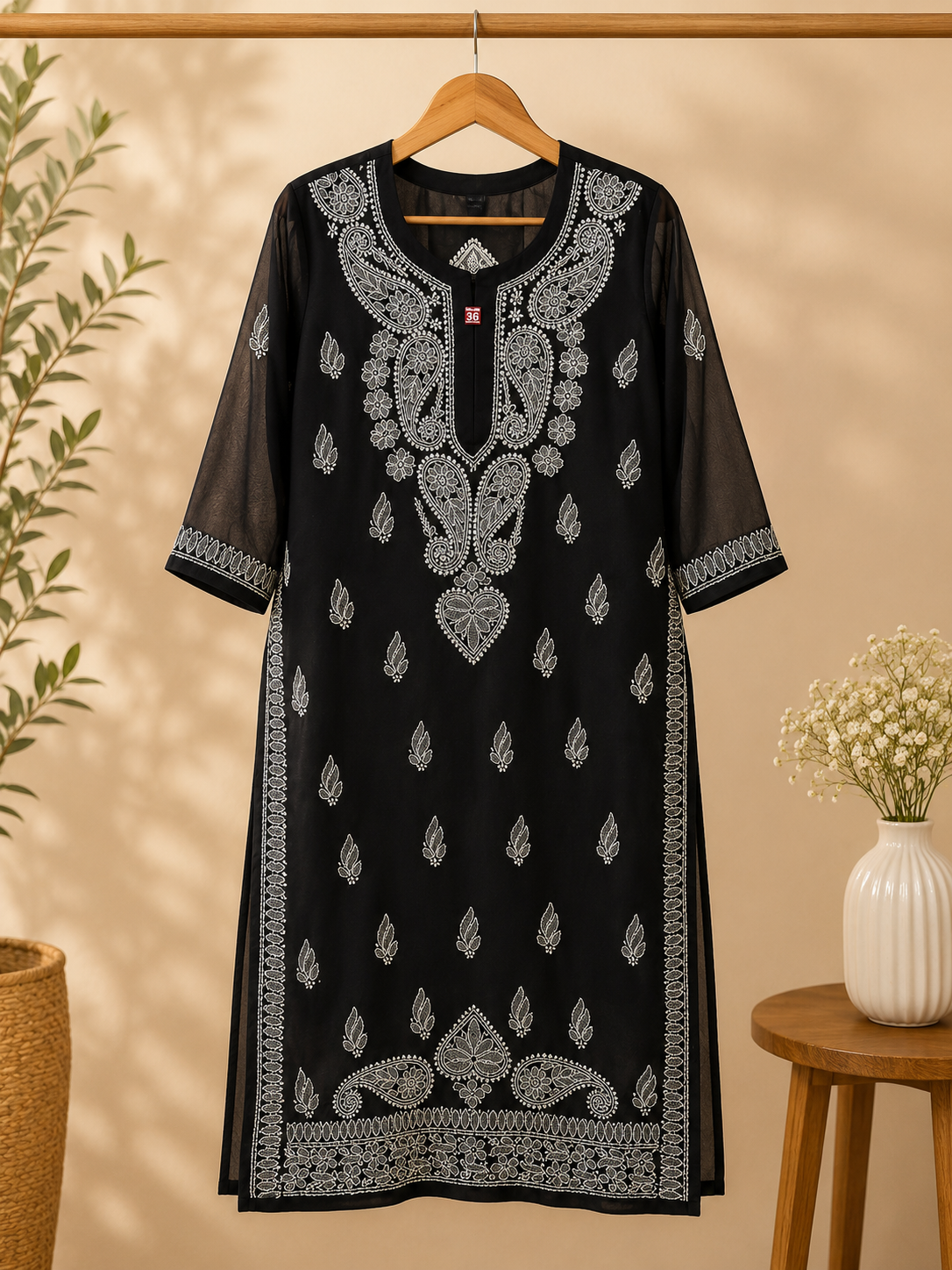 Georgette Chikankari Kurti | Lucknowi Embroidered Indian Ethnic Wear for Women MS