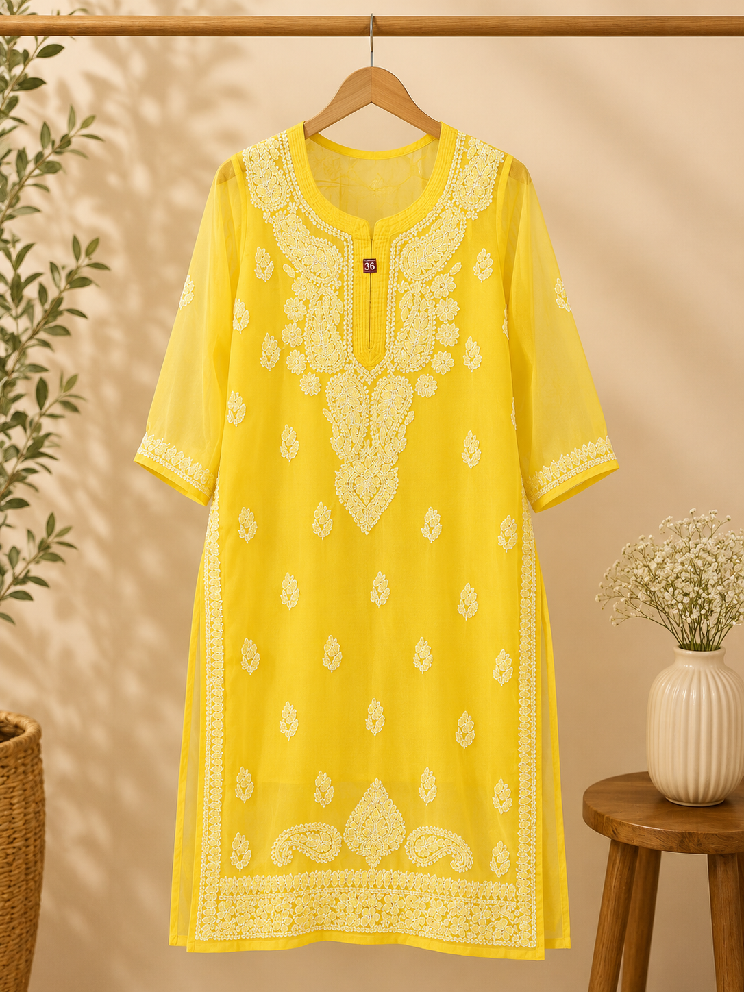 Georgette Chikankari Kurti | Lucknowi Embroidered Indian Ethnic Wear for Women MS