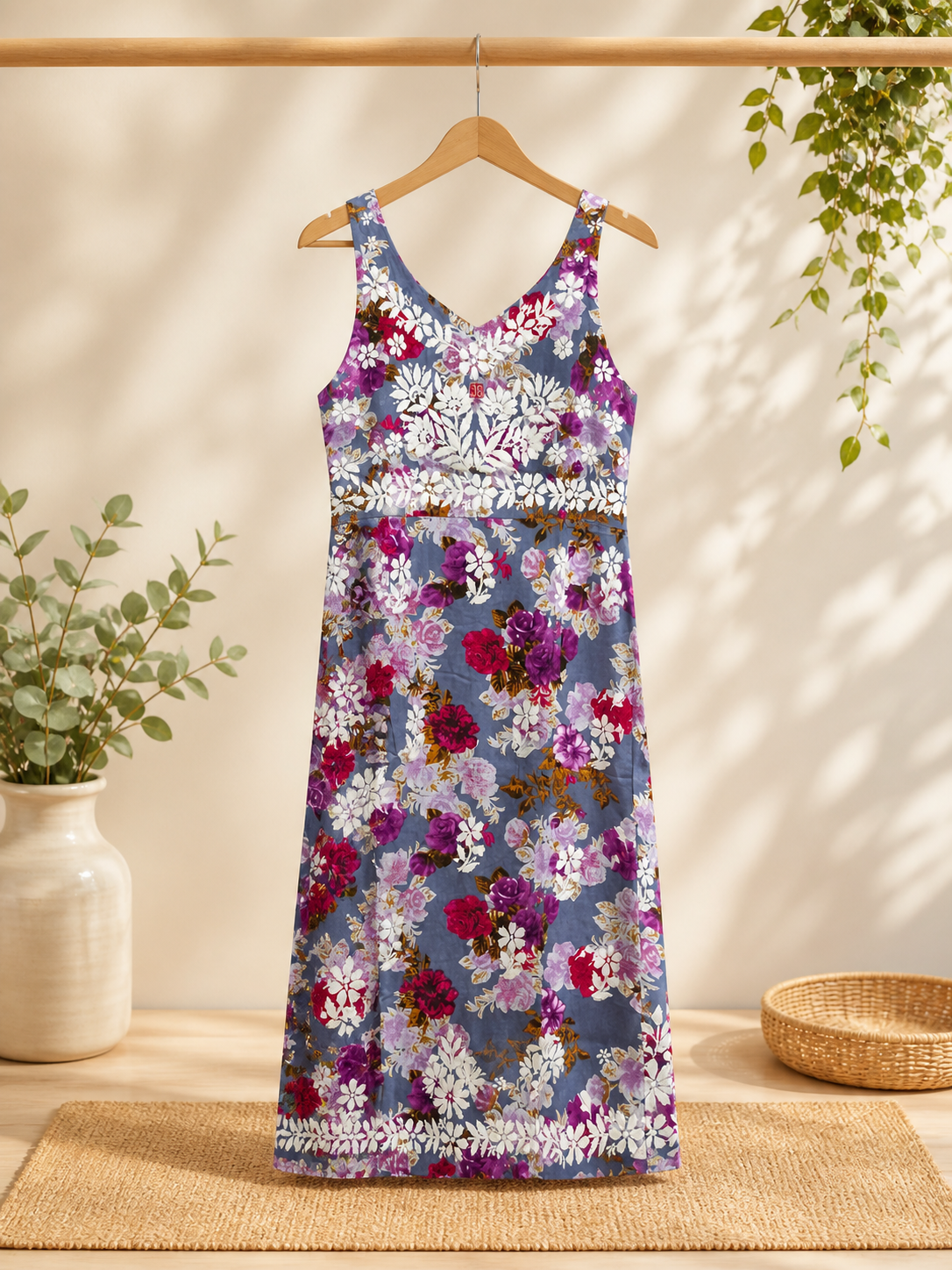 Gray Chikankari dress, Gray summer dress, Gray embroidered rayon gown, Gray resort wear,  Gray Hand embroidered dress, Gray knee length dress, Gray Floral Print Dress,  Gray Floral Summer Dress, Gray Floral Embroidered Dress,  Gray Floral Lukhnawi Work Dress, Gray Floral  Gray Thread Handwork Dress, Gray Floral Dress with Waist Tie
