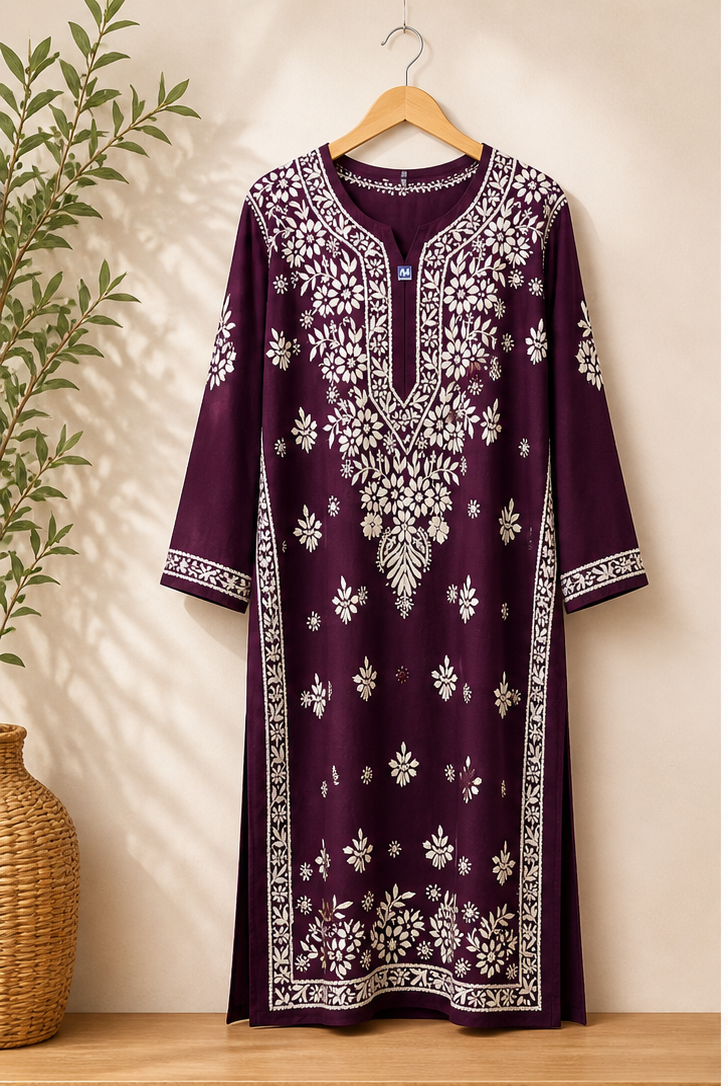 Mauve Lukhnawi Kurti, Mauve Lukhnawi Long top, Mauve Lukhnawi Full Length Kurta, Mauve Chinkari Work , Mauve Floral  Embroidered Kurta, Mauve Daily Wear Kurti,  Mauve Casual Wear Kurti,  Mauve Thread Embroidery Kurti, Mauve Plus Size Kurti,  Mauve Plus Size Long Top, Mauve Plus Size Tunic, Mauve Long Kurti, Mauve Summer Kurti, Mauve Temple wear,  Mauve Gurudwara Wear, Mauve 6XL Kurti,  Mauve 7XL Kurti
