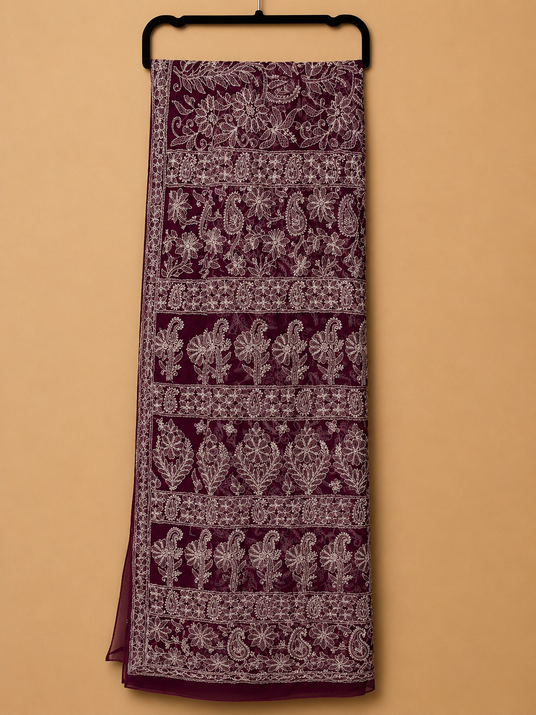 Pure Georgette Lucknowi Chikankari Saree | Original Hand Embroidered Saree with Matching Blouse Piece | Fall & Pico Done