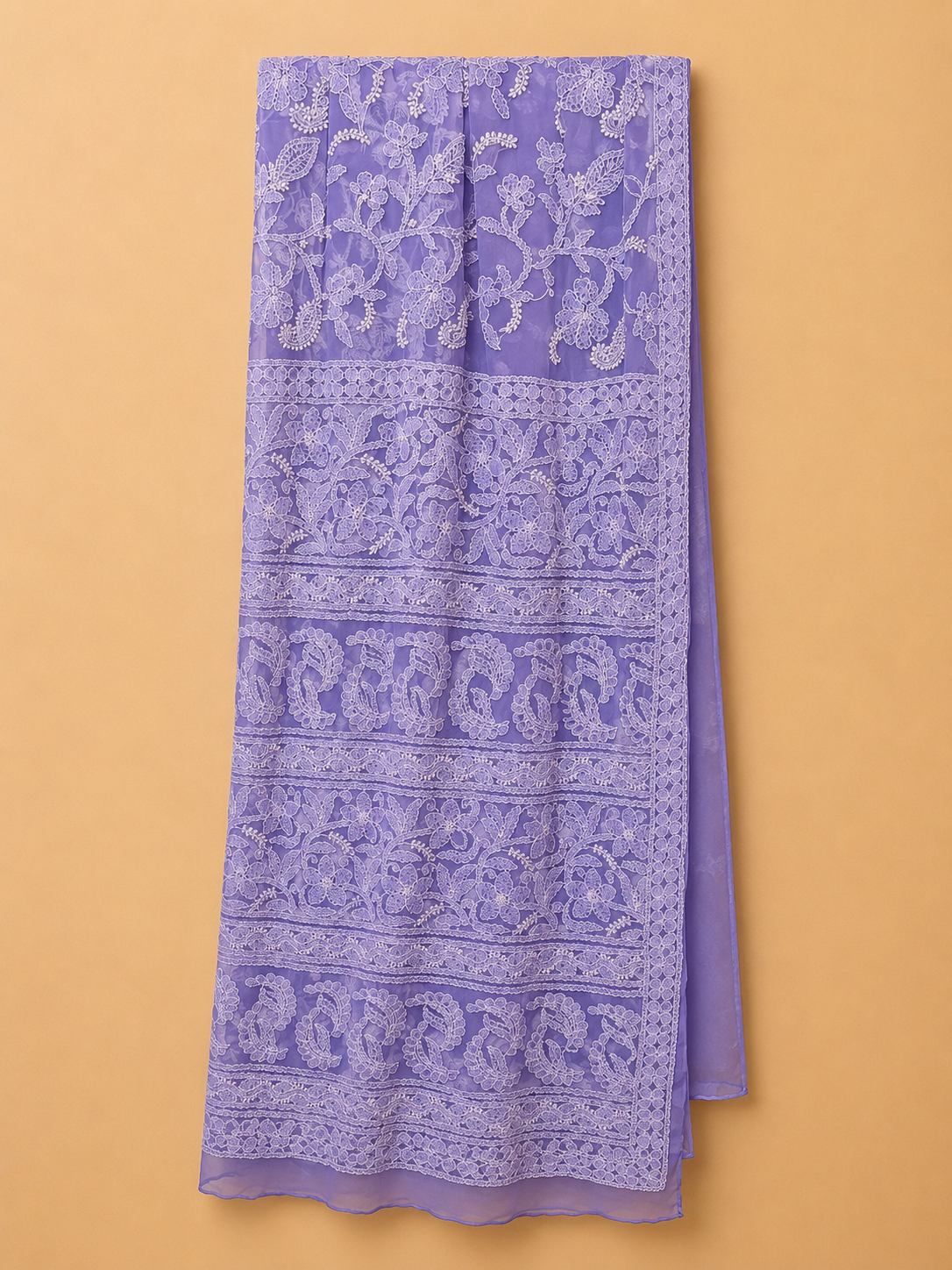 Pure Georgette Lucknowi Chikankari Saree | Original Hand Embroidered Saree with Matching Blouse Piece | Fall & Pico Done