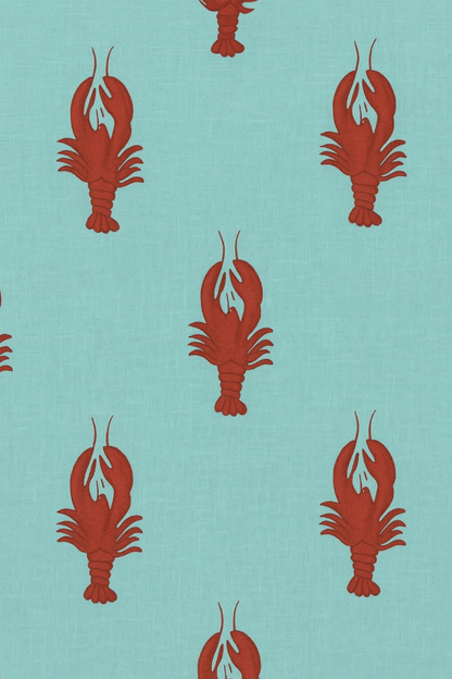 Turquoise Lobster Print Pajama Set, Soft Cotton Women’s Lounge Set, Coastal Sleepwear, Matching Top & Bottoms, Gift For Her, Cozy Wear