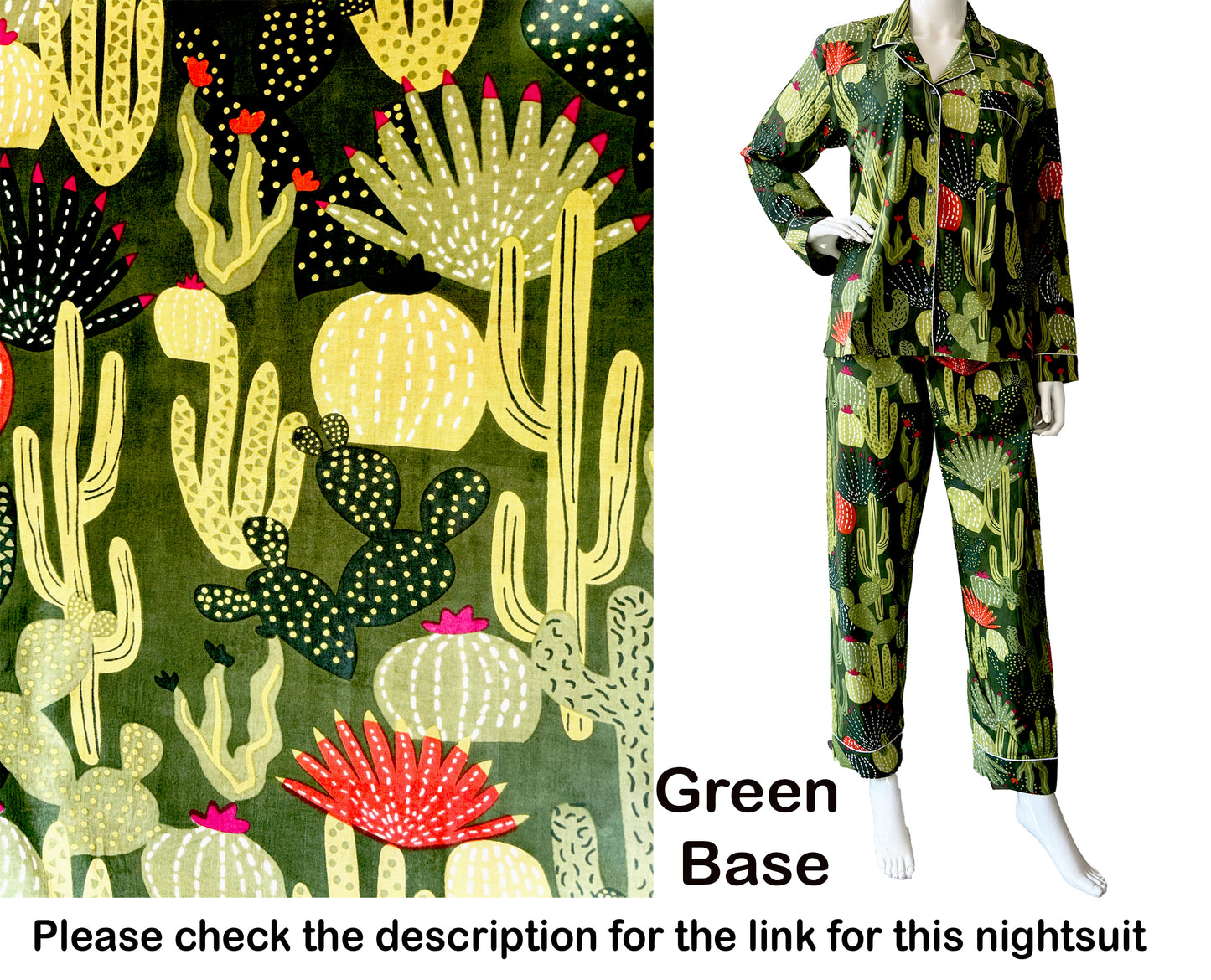 Black Pure Cotton Cambric Printed Fabrics, Colorful Cactus Print, Floral