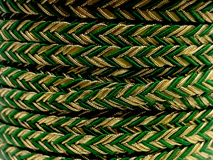 Golden Braid Border, Green And Golden,  Laces for Dress, Home Décor, Shoe, Bags, Hats, DIY, Handmade, 0.2 inch Broad