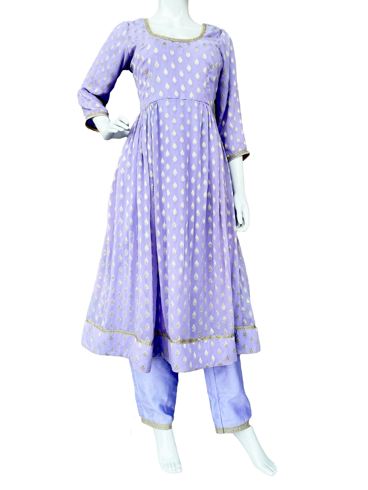 Perwinkle Georgette Anarkali Pant Suit, Chanderi Punjabi Pant Suit, Bridesmaids, Partywear, Straight Pant Suit, Handmade, Wedding wear