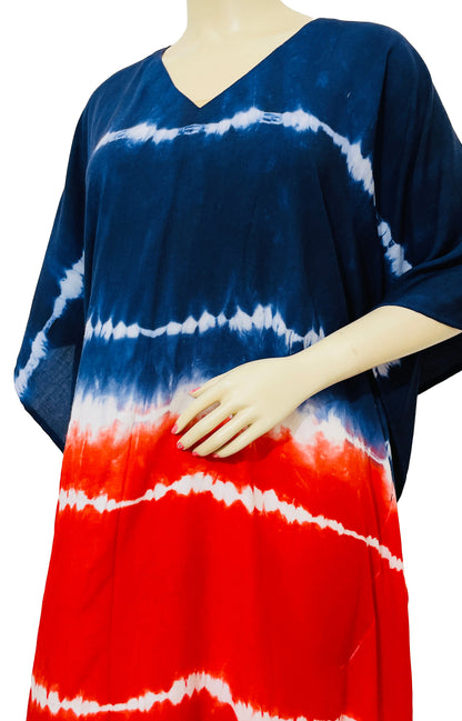 Kaftan-Red Blue White Rayon Summer Comfortable, 4th July Special