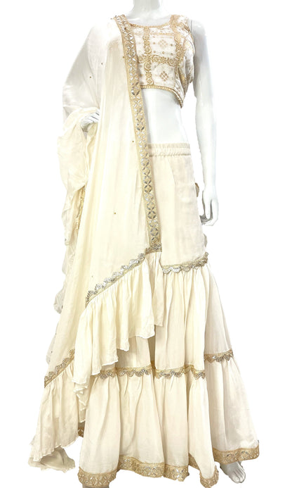 Mustard yellow Pure Chinon Saree, Ready to wear Sari, Skirt Saree with Pure Dola SILK Blouse
