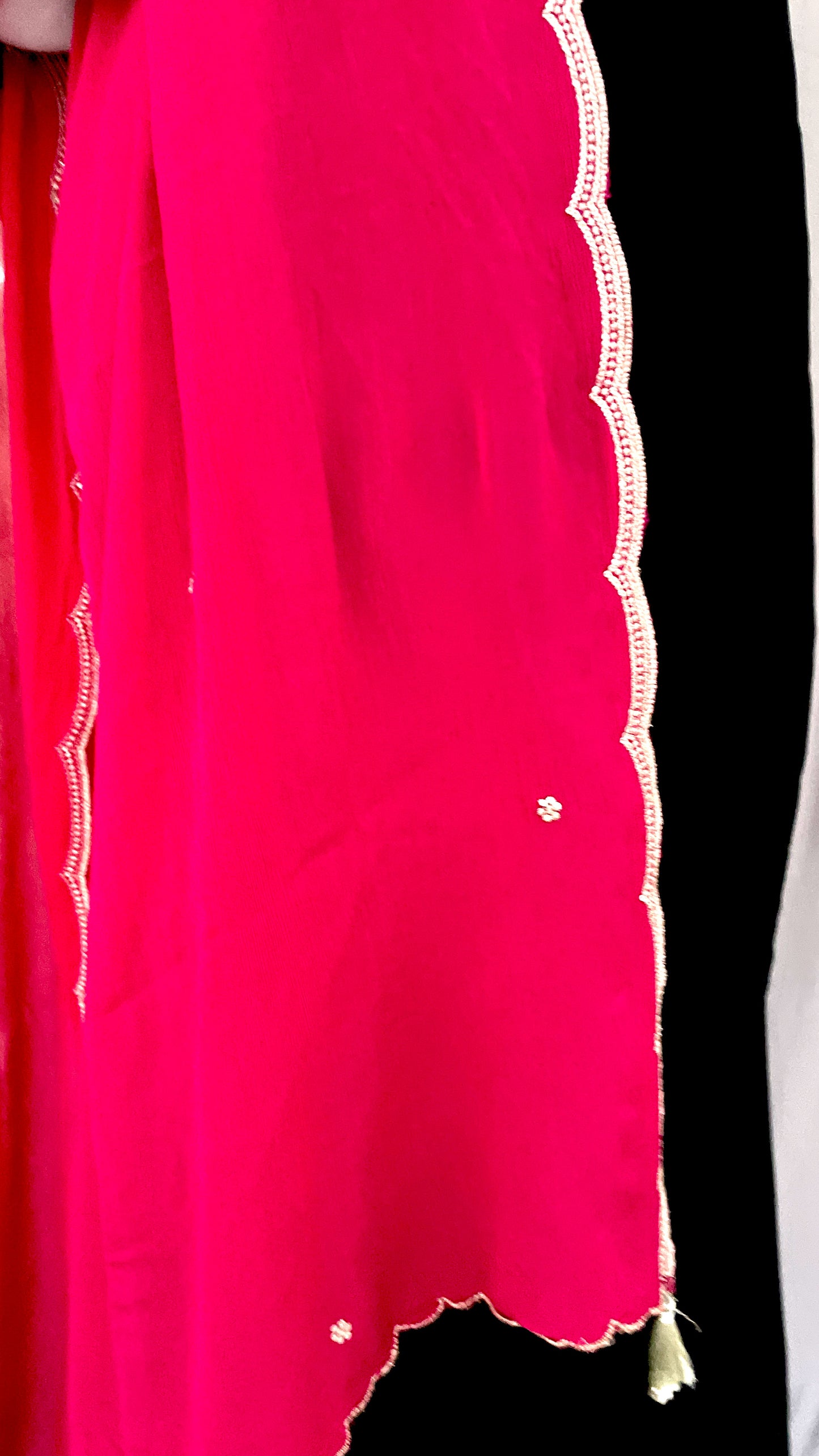 Pink Pure Chinon Dupatta with Fancy Border
