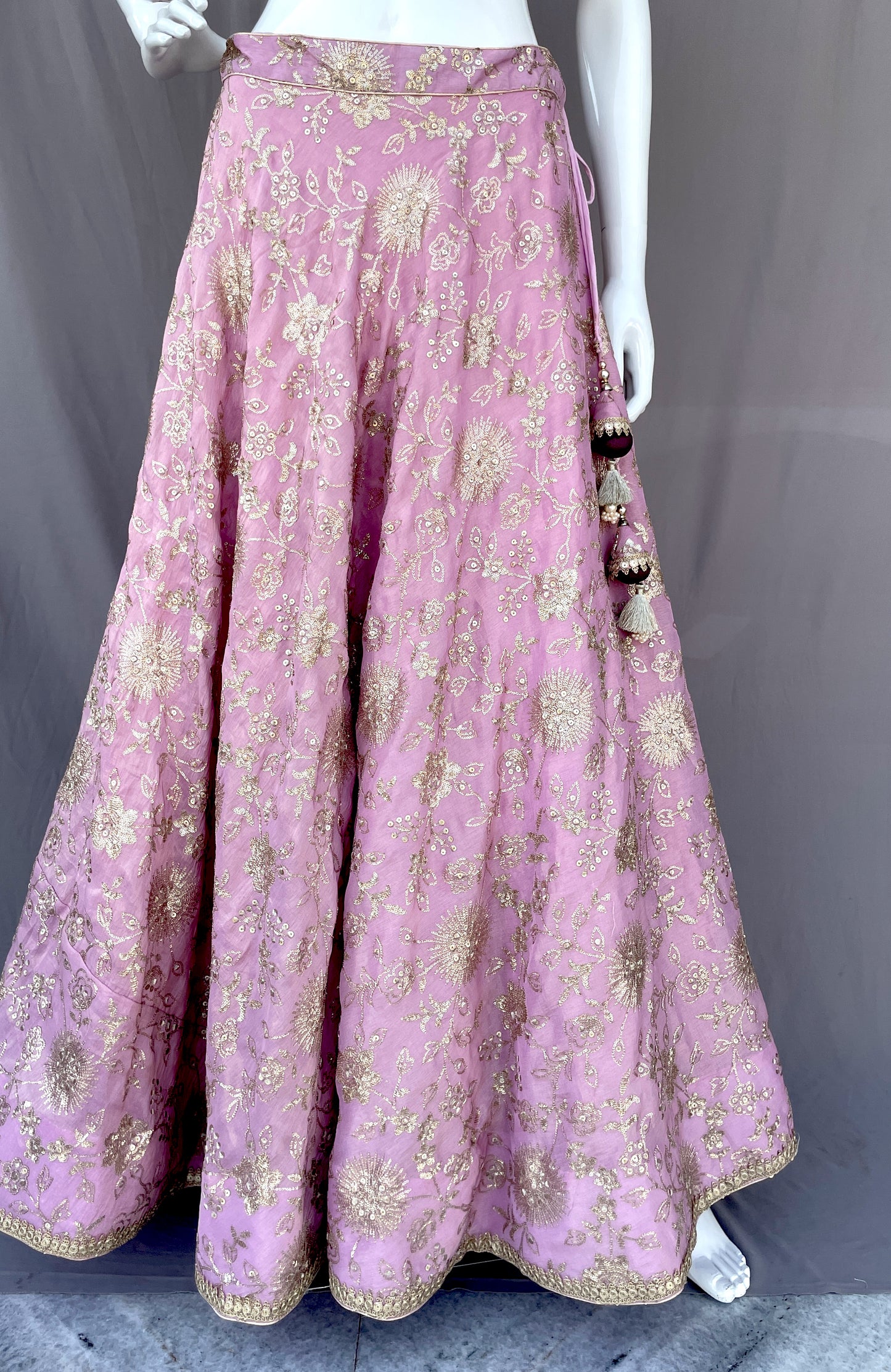 Lavender Golden Embroidered Lahenga