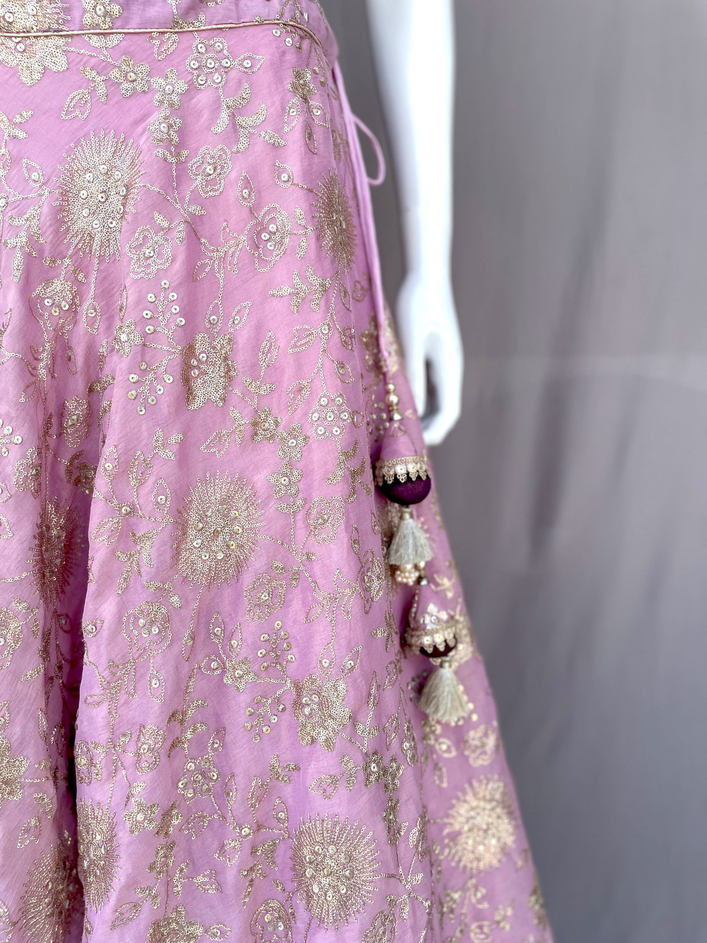 Lavender Golden Embroidered Lahenga