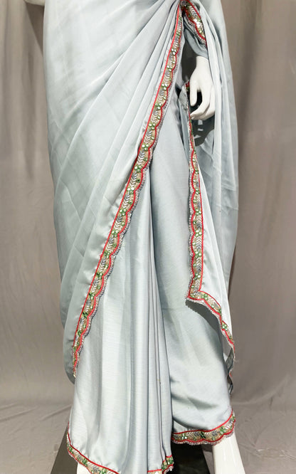 Grey Silk Saree with Silk blouse