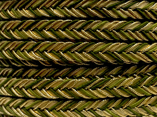 Golden Braid Border, Olive Green And Golden,  Laces for Dress, Home Décor, Shoe, Bags, Hats, DIY, Handmade, 0.2 inch Broad