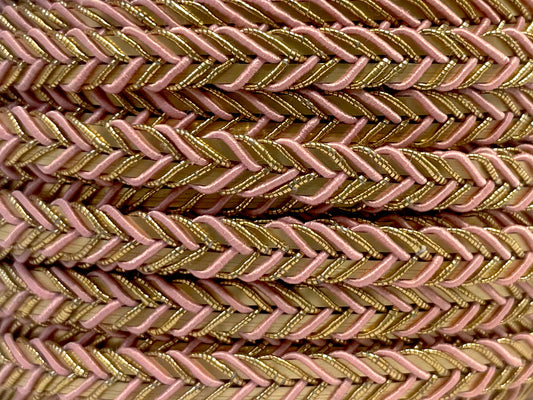 Golden Braid Border, Peach And Golden,  Laces for Dress, Home Décor, Shoe, Bags, Hats, DIY, Handmade, 0.2 inch Broad