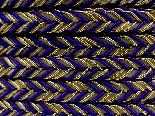 Golden Braid Border, Purple And Golden,  Laces for Dress, Home Décor, Shoe, Bags, Hats, DIY, Handmade, 0.2 inch Broad