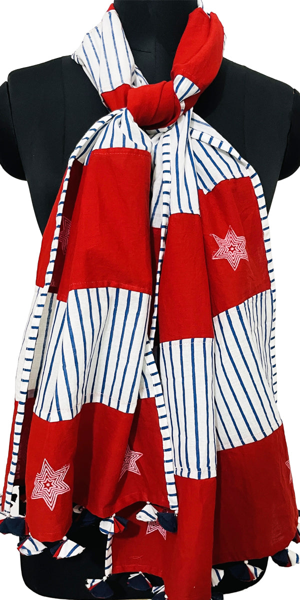 American flag color theme Scarf, US flag color theme accessories, Scarf with Stars and Stripes, American star and stripes accessories, Scarf for 4th july theme party, 4th July parade special, 4th July meeting special