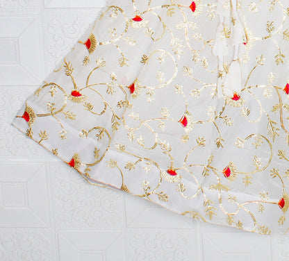White and red Floral Gujarati Chaniya Choli/Lehenga Dress, Lehenga, embroidery, Dandiya Dress, Navaratri Pooja, With Embroidery