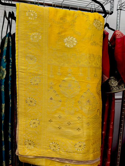 Pure Dola Silk Sarees with Floral Golden Jacquard