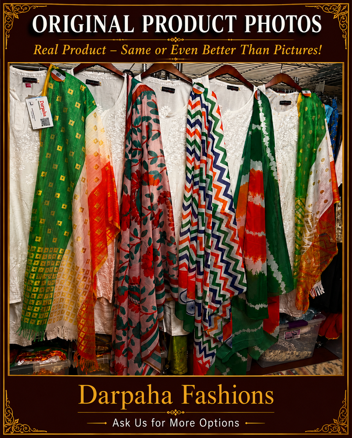 Tricolor Dupatta | Indian Tricolor Dupatta | Independence Day Dupatta | Zigzag, Floral, Tie-Dye & Zari Designs