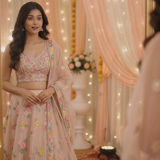 peach lehenga video