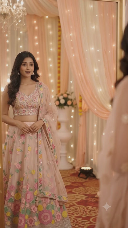 peach lehenga video