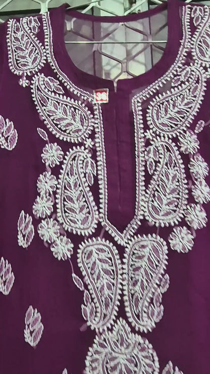 Georgette Chikankari Kurti | Lucknowi Embroidered Indian Ethnic Wear for Women MS