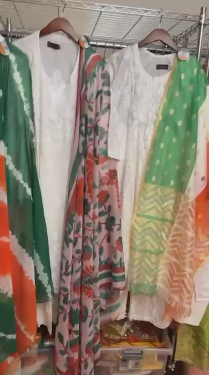 Tricolor Dupatta | Indian Tricolor Dupatta | Independence Day Dupatta | Zigzag, Floral, Tie-Dye & Zari Designs
