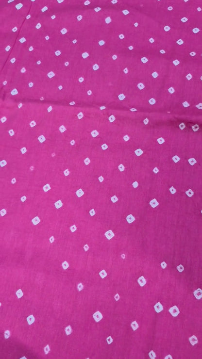 Pure Cotton Bandhani Fabric by the Yard | Hand Tie Dye Fabric | Indian Cotton Fabric for Sewing, Dresses & Crafts, Golden Yellow, Pink