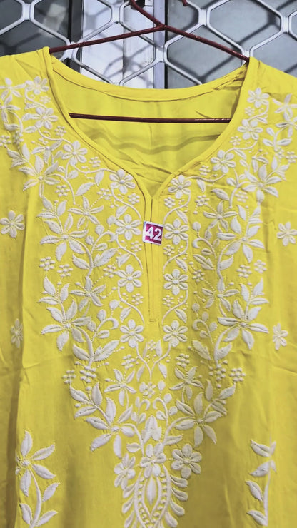 Rayon Kurta with Lucknowi Embroidery | Chikankari Kurti | Ethnic Indian Tunic | Festive & Casual Wear | Regular and Plus sizes upto 5XL