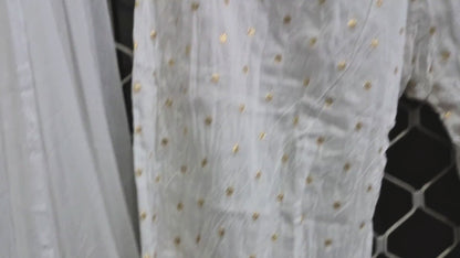 White Chanderi Palazzo Suit Set for Women | 3 Piece Lucknowi Chikankari & Zari Work Kurta with Dupatta | Festive Ethnic Wear  ZN