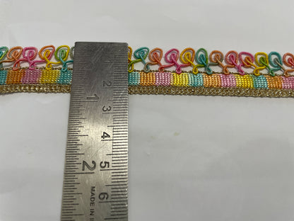 Multicolor Knotted border, Mat lace with golden shining Pastel Colors