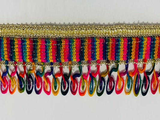 Multicolor Knotted border, Mat lace with golden shining Solid  Colors