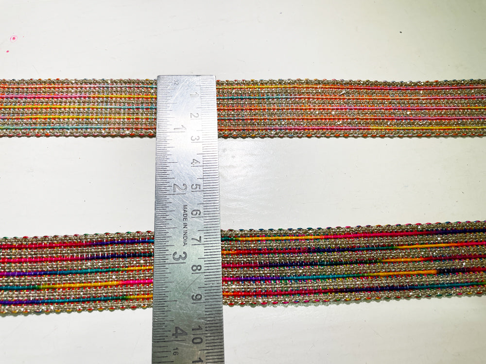 Multicolor Mat Lace, Shining Border with Bright Solid Colors, 1 inch broad
