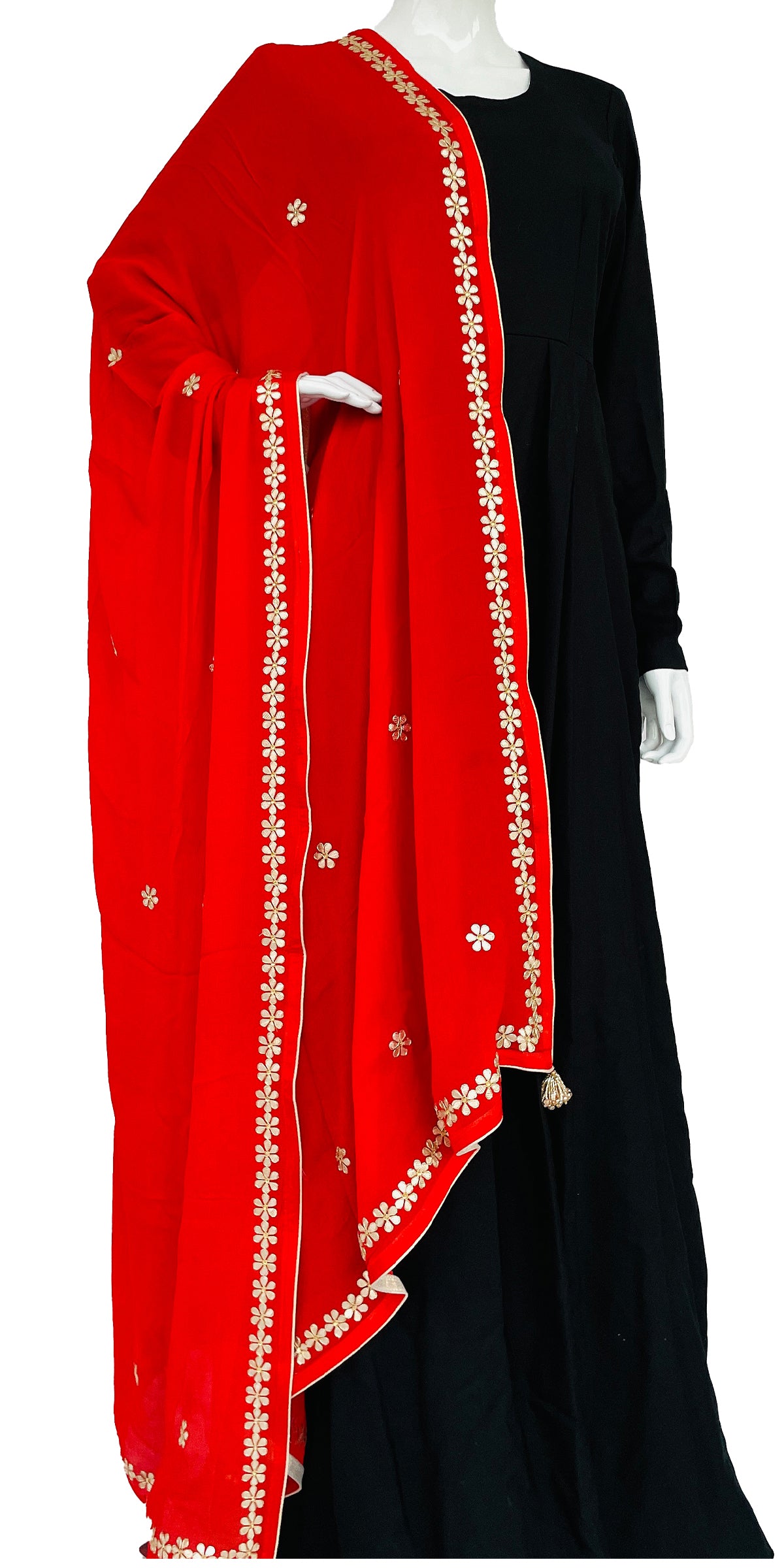 Red Bridal Dupatta, Gota Patti Dupatta, Rajasthani Wedding Dupatta, Punjabi red Dupatta, Gift for her, Bride to be Chunni, Dupatta with Tasells, Red Indian Stole, Red Indian Traditional Stole, Indian Ethnic Dress, Pooja Chunni, Pooja dupatta