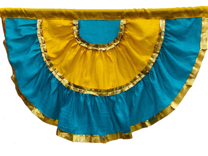 Blue and Yellow Color Viscose Silk Fabric Traditional Decor Fan