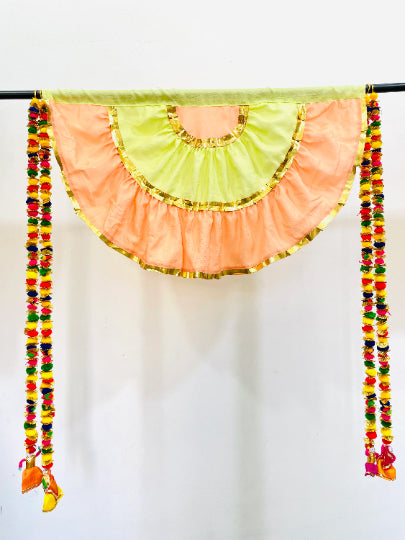 Yellow and Peach Color Viscose Silk Fabric Traditional Decor Fan