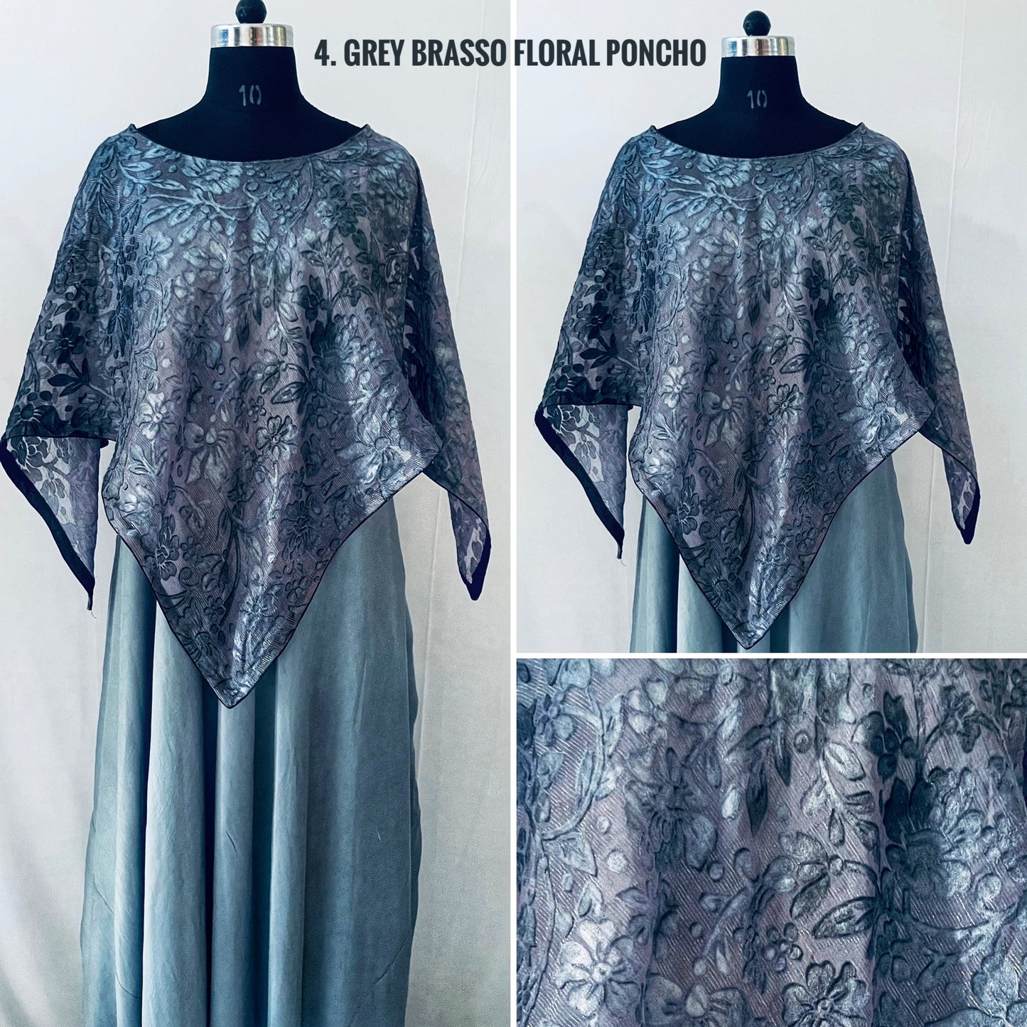 Velvet brasso Grey Shaded Poncho Party-wear Fashionable One size poncho