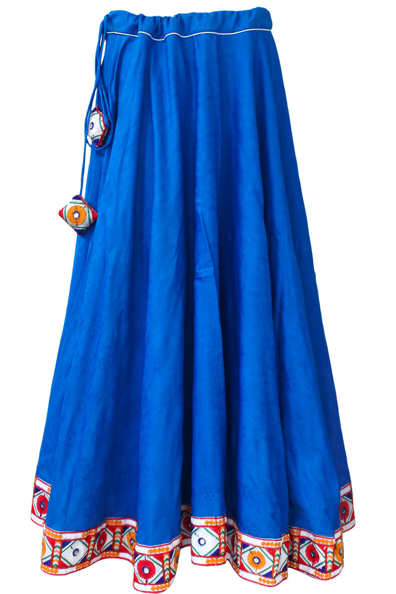 Royal blue Gujarati Lehenga Skirt Maxi Festive Indian Gujarati Embroidery Long Flaring Drawstring Party Ethnic Traditional - ACS21271