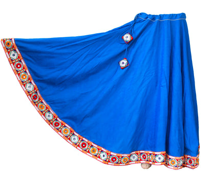 Royal blue Gujarati Lehenga Skirt Maxi Festive Indian Gujarati Embroidery Long Flaring Drawstring Party Ethnic Traditional - ACS21271