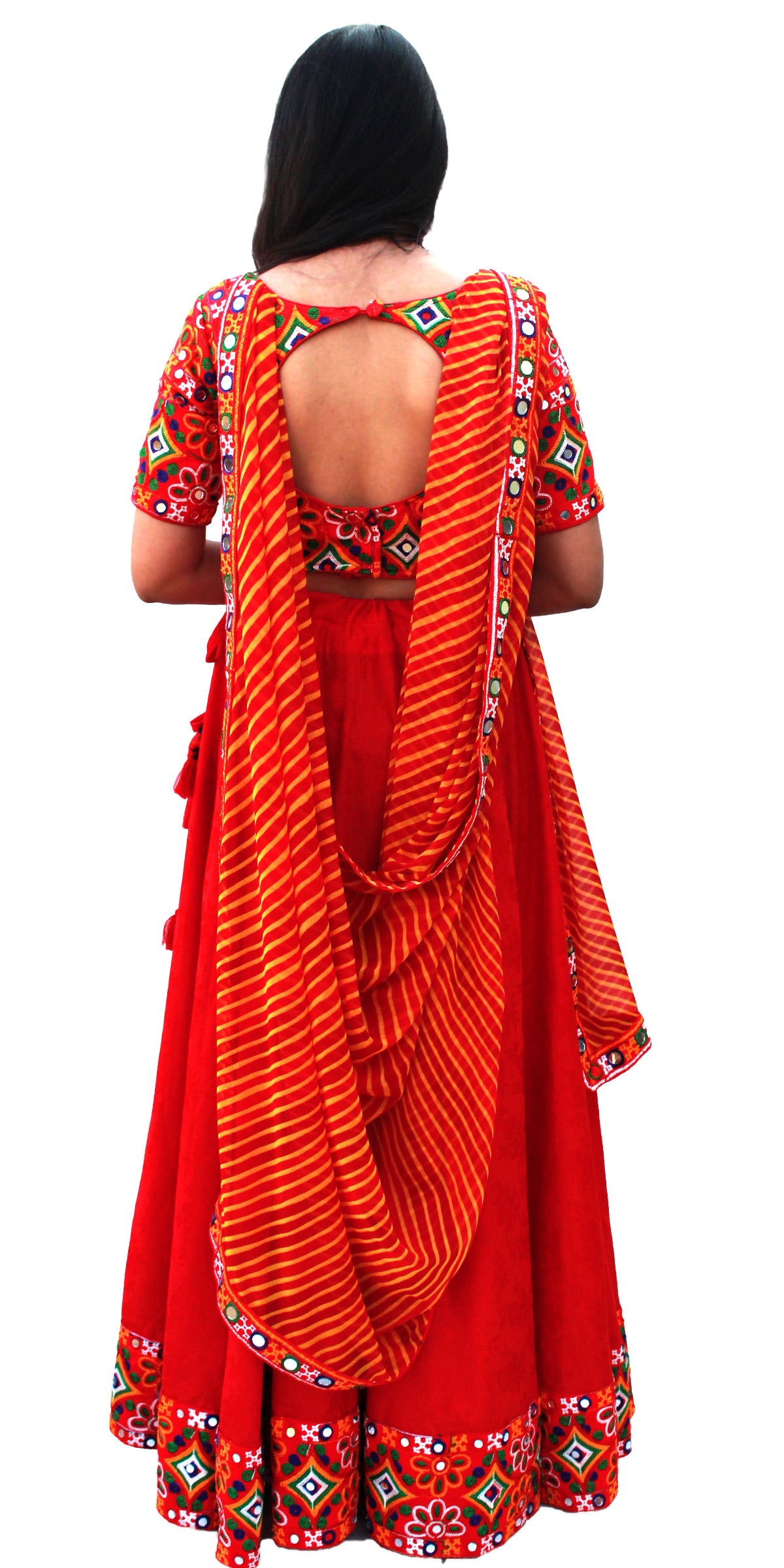 Red Gujarati Chaniya Choli/Lehenga Dress